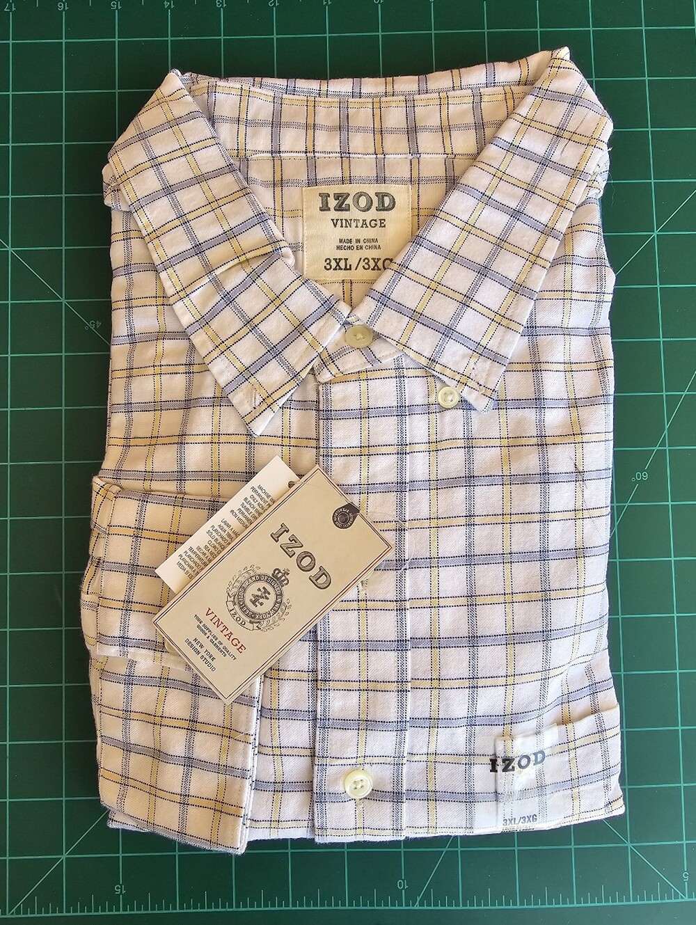 IZOD Men's Vintage Long Sleeve Plaid Shirt - Blue and Yellow Size 3XL